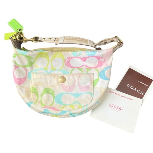 Coach Handbags - Coach Hampton Multicolor Pastel Logo Hobo Purse Shoulder Bag
